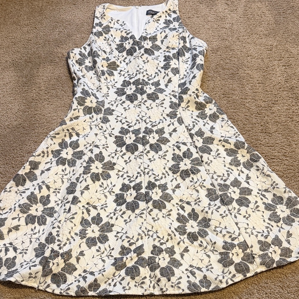Donna Ricco Floral Dress - Black and Cream